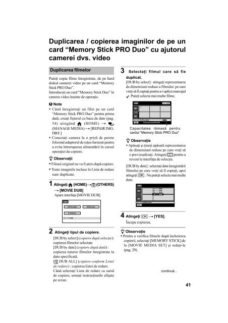 Sony DCR-SR45E - DCR-SR45E Mode d'emploi Roumain