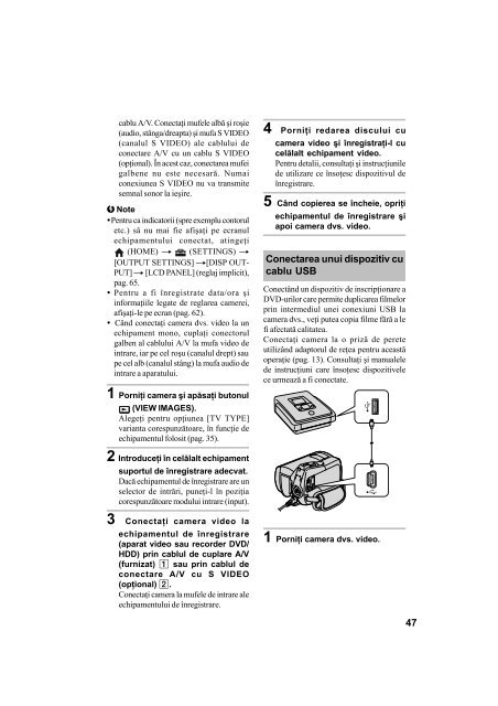 Sony DCR-SR45E - DCR-SR45E Mode d'emploi Roumain