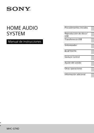 Sony MHC-GT4D - MHC-GT4D Mode d'emploi Espagnol