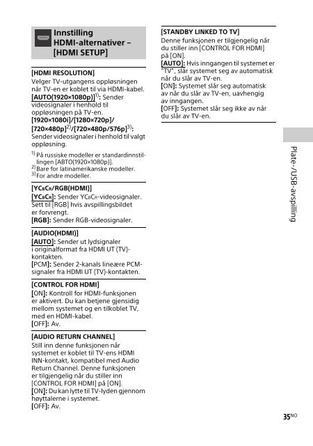 Sony MHC-GT4D - MHC-GT4D Consignes d&rsquo;utilisation Norv&eacute;gien