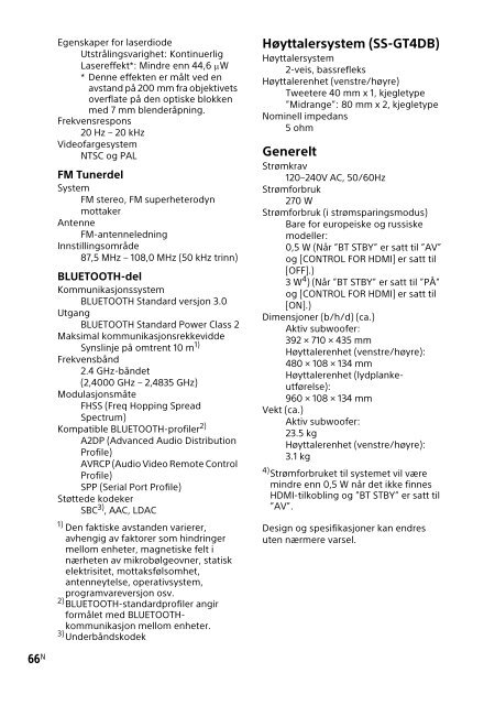 Sony MHC-GT4D - MHC-GT4D Consignes d&rsquo;utilisation Norv&eacute;gien