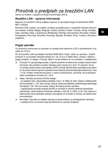 Sony SVT1311V2E - SVT1311V2E Documents de garantie Slov&eacute;nien