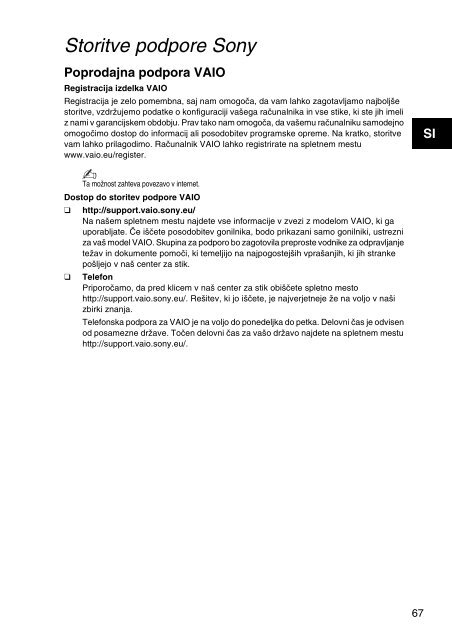 Sony SVT1311V2E - SVT1311V2E Documents de garantie Slov&eacute;nien