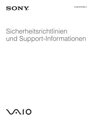 Sony SVT1311V2E - SVT1311V2E Documents de garantie Allemand