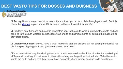 BEST VASTU TIPS FOR BOSSES AND BUISNESS (2)