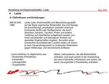 4 Lacke - Lehrstuhl für Polymerwerkstoffe