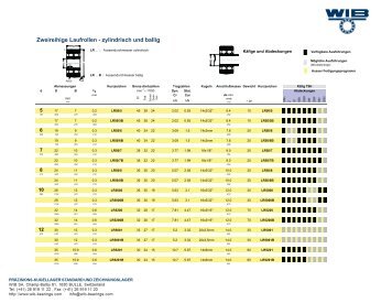 WIB Kugellager - Zweireihige Laufrollen - zylindrisch und ballig