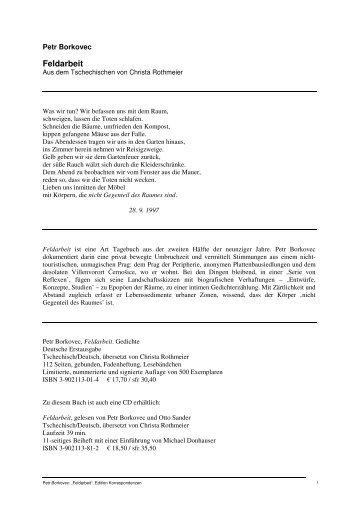 Borkovec - Feldarbeit - Edition Korrespondenzen