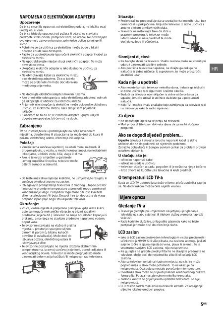 Sony KDL-49WD758 - KDL-49WD758 Mode d'emploi Croate