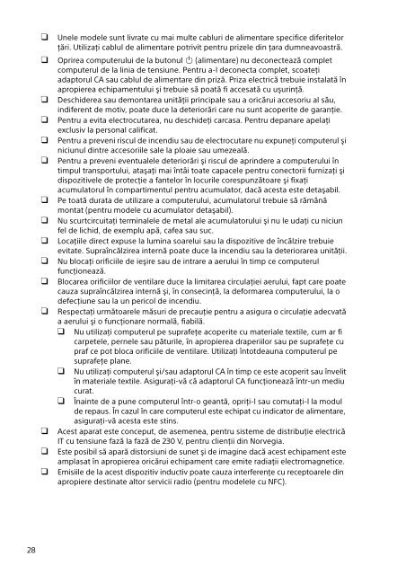 Sony SVP1121X2R - SVP1121X2R Documents de garantie Roumain