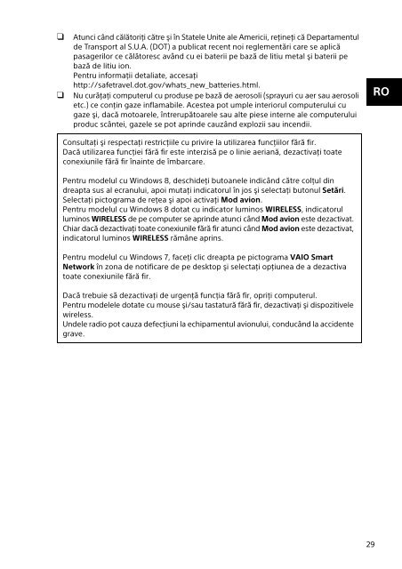 Sony SVP1121X2R - SVP1121X2R Documents de garantie Roumain