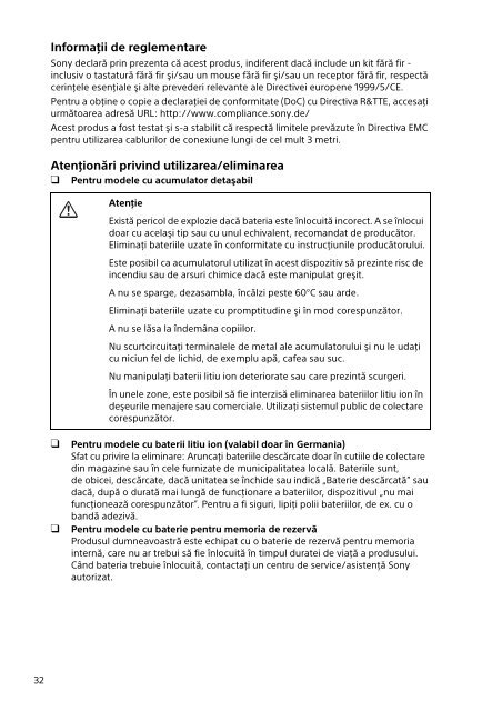 Sony SVP1121X2R - SVP1121X2R Documents de garantie Roumain