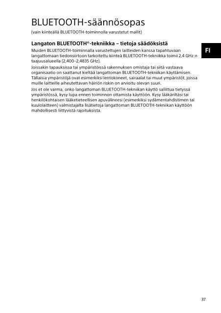 Sony SVP1121X2R - SVP1121X2R Documents de garantie Finlandais