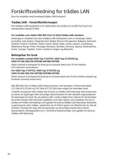Sony SVP1121X2R - SVP1121X2R Documents de garantie Finlandais