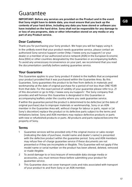 Sony SVP1121X2R - SVP1121X2R Documents de garantie Slov&eacute;nien