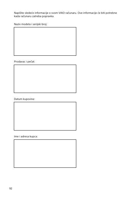 Sony SVP1121X2R - SVP1121X2R Documents de garantie Slov&eacute;nien