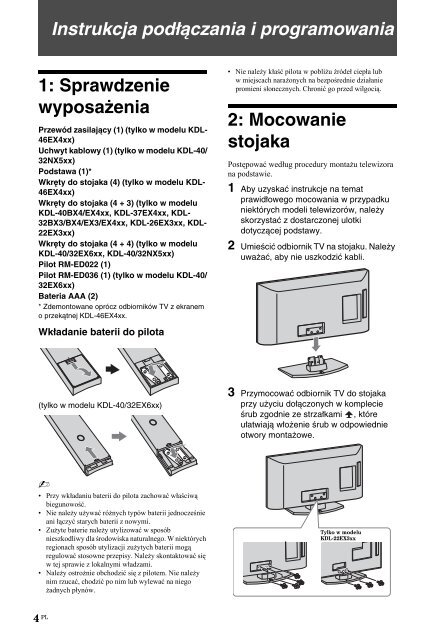 Sony KDL-40BX400 - KDL-40BX400 Consignes d&rsquo;utilisation Polonais