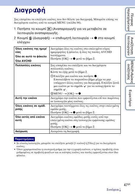 Sony DSC-WX5 - DSC-WX5 Consignes d&rsquo;utilisation Grec