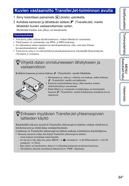 Sony DSC-WX5 - DSC-WX5 Consignes d&rsquo;utilisation Finlandais