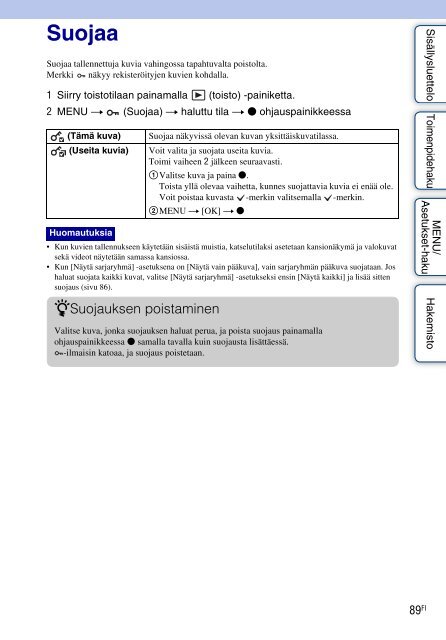 Sony DSC-WX5 - DSC-WX5 Consignes d&rsquo;utilisation Finlandais