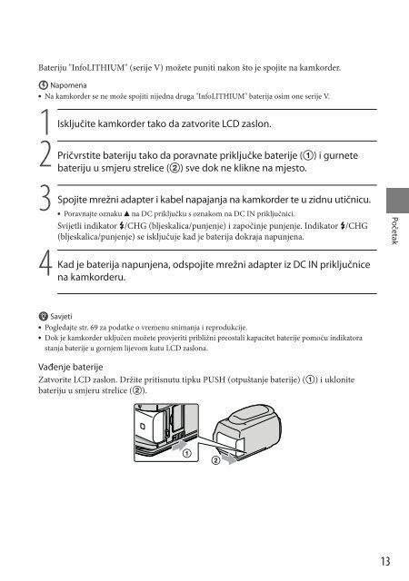 Sony HDR-XR550E - HDR-XR550E Mode d'emploi Croate