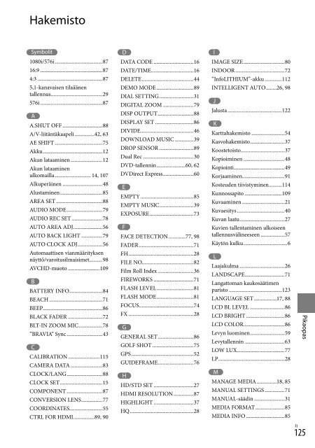 Sony HDR-XR550E - HDR-XR550E Consignes d&rsquo;utilisation Finlandais