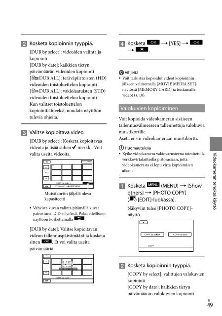 Sony HDR-XR550E - HDR-XR550E Consignes d&rsquo;utilisation Finlandais