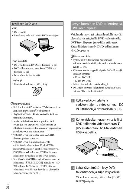 Sony HDR-XR550E - HDR-XR550E Consignes d&rsquo;utilisation Finlandais