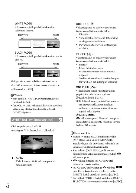 Sony HDR-XR550E - HDR-XR550E Consignes d&rsquo;utilisation Finlandais