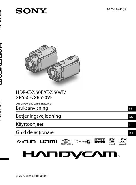 Sony HDR-XR550E - HDR-XR550E Consignes d&rsquo;utilisation Roumain