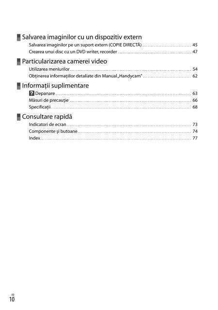 Sony HDR-XR550E - HDR-XR550E Consignes d&rsquo;utilisation Roumain