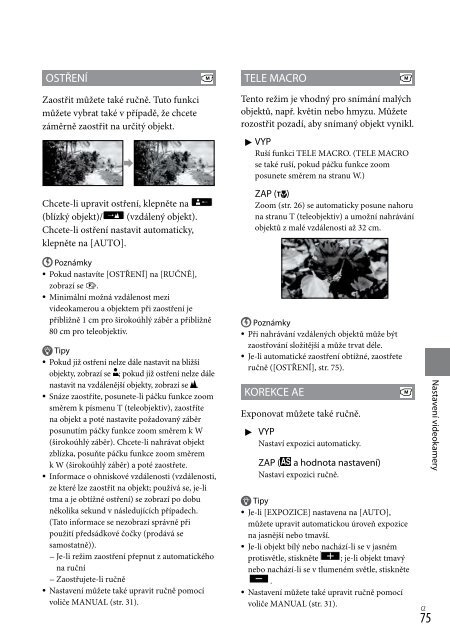 Sony HDR-XR550E - HDR-XR550E Consignes d&rsquo;utilisation Tch&egrave;que