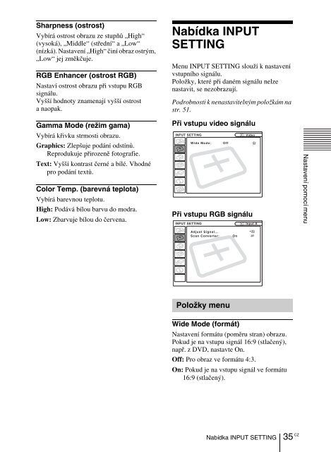 Sony VPL-CS6 - VPL-CS6 Consignes d&rsquo;utilisation Tch&egrave;que