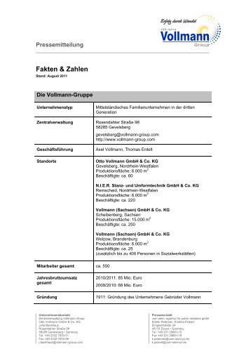 Fakten & Zahlen - Otto Vollmann GmbH & Co KG