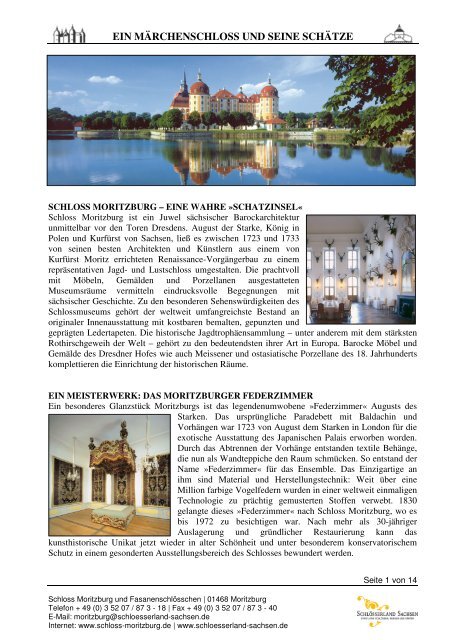 ein märchenschloss und seine schätze - Schloss Moritzburg