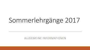 Info Sommerlehrgänge 2017