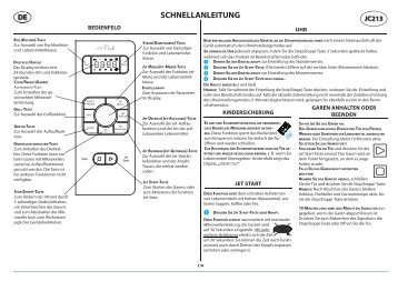 KitchenAid JC 213 WH - JC 213 WH DE (858721399290) Scheda programmi