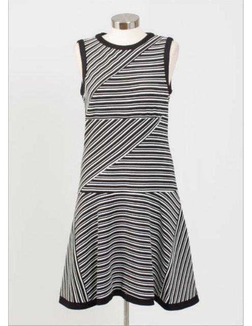 Black and white stripe flare dress