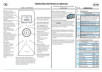 KitchenAid JQ 276 WH - JQ 276 WH PL (858727699290) Scheda programmi