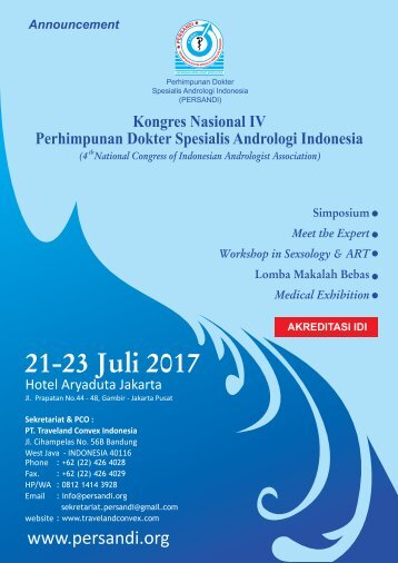 Final Announcement Kongres Nasional Perhimpunan Dokter Spesialis Andrologi Indonesia 2017