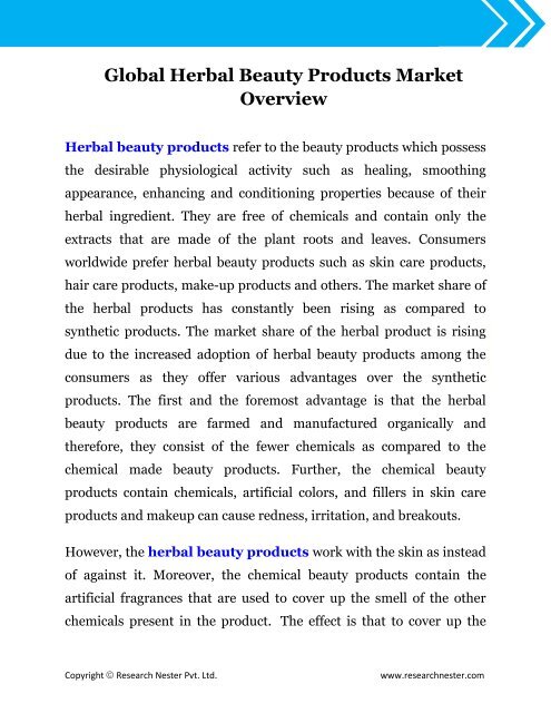 Global Herbal Beauty Products Market (2017-2024)- Research Nester
