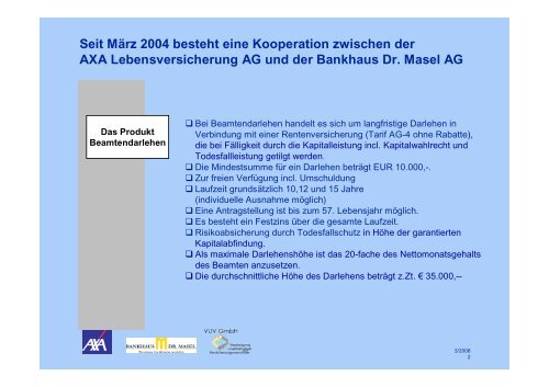 Eine Kooperation Zwischen Der AXA Lebensversicherung AG Und