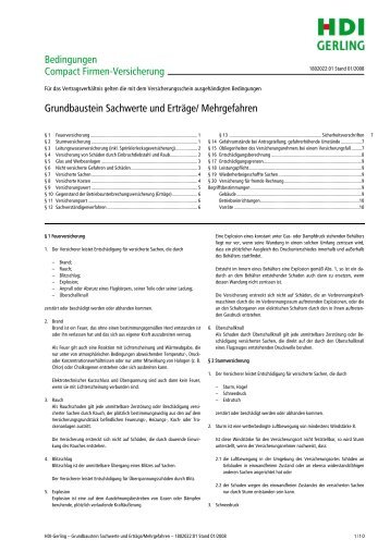 Grundbaustein Sachwerte und Erträge/ Mehrgefahren