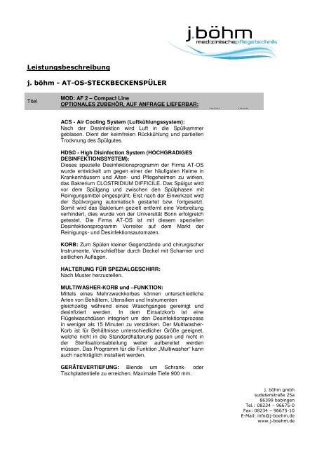 Leistungsbeschreibung AF 2. Compact Line_OPTIONEN