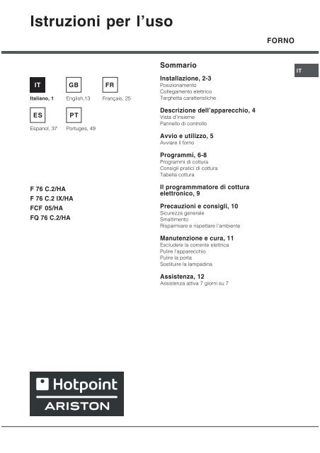 KitchenAid F 76 C.2 IX /HA - F 76 C.2 IX /HA FR (F048333) Istruzioni per l'Uso