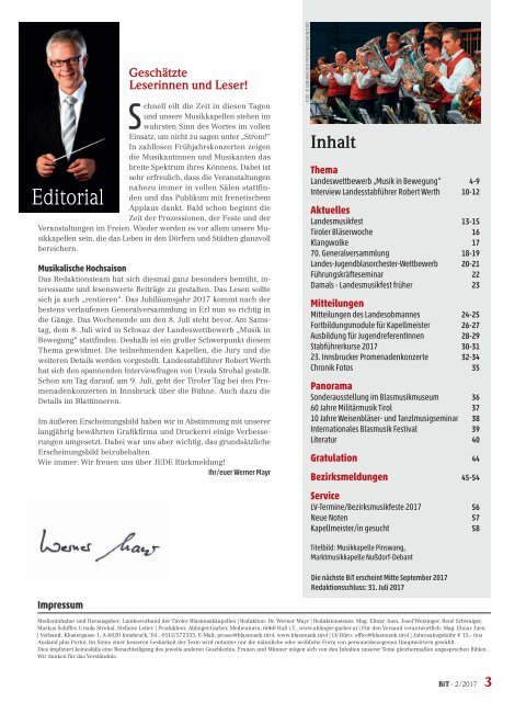 Blasmusik in Tirol - Ausgabe 2 / 2017