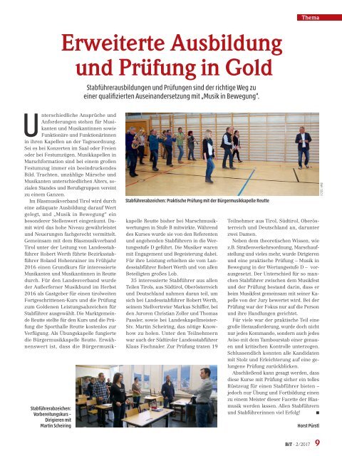 Blasmusik in Tirol - Ausgabe 2 / 2017