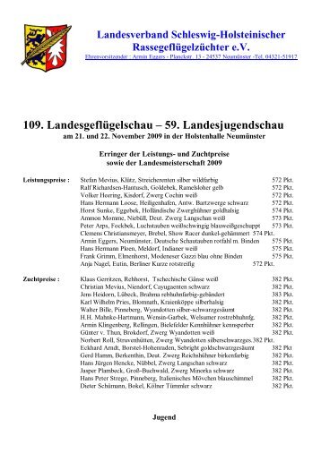 109. Landesgeflügelschau – 59. Landesjugendschau