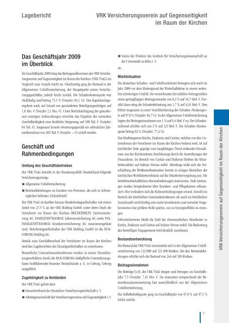 Bericht über das Geschäftsjahr 2009 - familienfürsorge