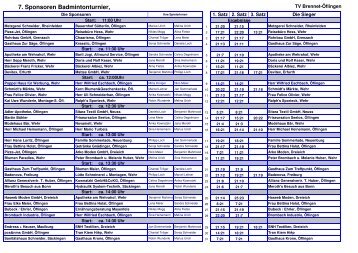 7. Sponsoren Badmintonturnier, - TV Brennet-Öflingen